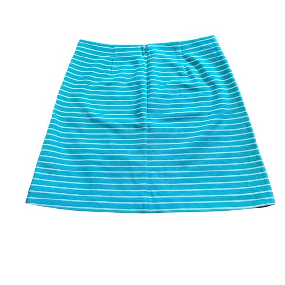 Talbots Turquoise White Striped Stretchy Pencil Skirt Coastal Beach Size 12 - Picture 6 of 8